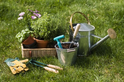 Landscaping Hanwell garden design with paving and planting