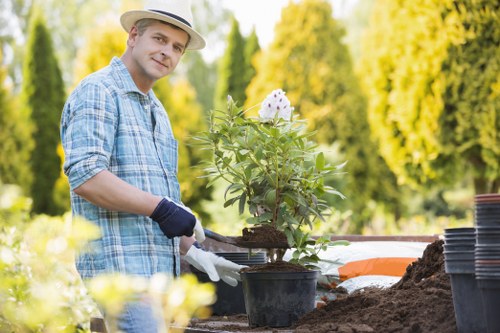 Committed landscaping team upholding zero-tolerance modern slavery policy